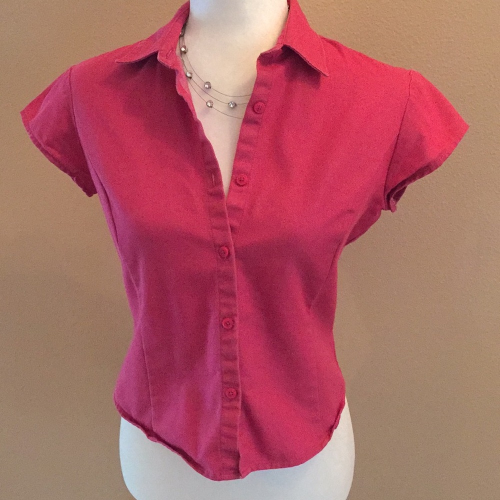 Ann Taylor Cap Sleeve Button Down Top